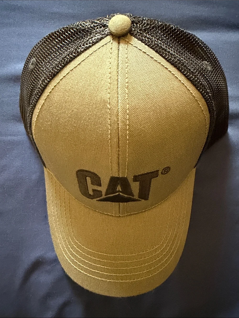 Caterpillar Tan and Dark Brown Mesh-Back Logo Cap